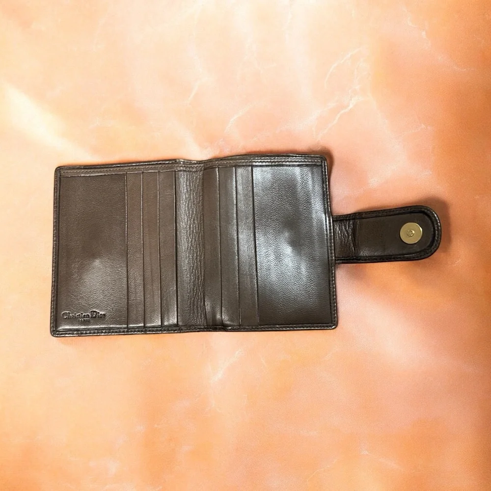 Dark Brown Women's Leather Wallet with Gold Logo
